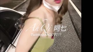 Chinese transvestite Ah Qi pseudo street getting off