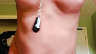 Handsome Femboy Nikki Flashing Off Her Appetizing Funbags & Weighted Nip Clothespins