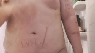 Calm T-Woman Showcases off her bra-stuffers and booty in the bathroom