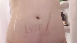 Calm T-Woman Showcases off her bra-stuffers and booty in the bathroom