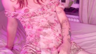 Lovely Trans Dame in Sundress Solo Fap Off with Jizz and Wand