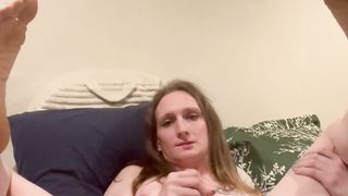 Blond Trans woman milks herself