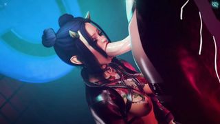 Bang-out inbetween alt femmes in a cyberpunk world in the nightclub shower