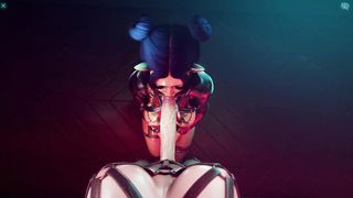 Bang-out inbetween alt femmes in a cyberpunk world in the nightclub shower