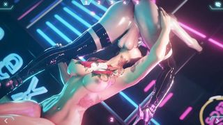 Lovemaking with the chief in the nightclub office. Cyberpunk