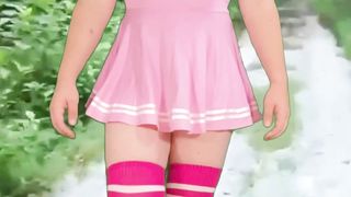 Tranny risky public walk in the forest