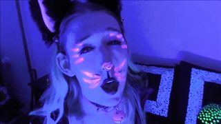 Halloween kittygirl Jenby plays with caned mayo and rails a balloon to ejaculation