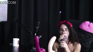 Taking off her clothes, flashing her bra-stuffers and her boner after displaying her ginormous blowage - Spaghetti - Ts (SHEER/CRIMSON)