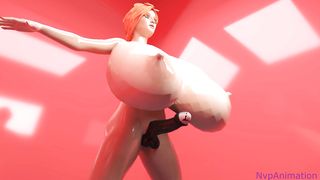 Ginger-haired futa tit expansion growth (3 dimensional toon)