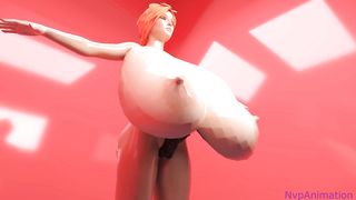 Ginger-haired futa tit expansion growth (3 dimensional toon)