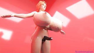 Ginger-haired futa tit expansion growth (3 dimensional toon)