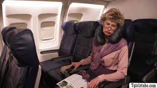 Watch this threesome in the airplane comfortroom