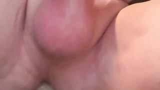 Transgirl in undergarments rails and shoots a load