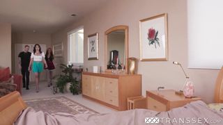 Pretty Shemale Ariel Demure and Inked Dereck Defendi shared the wet pussy of Rose Lyn