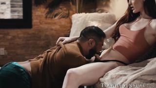 Perfect bodied transgender Tori Easton sits on my face and lets me eat her dick