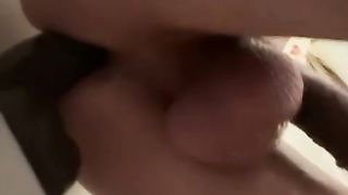 BIG BLACK COCK faux-cock bang in bathroom