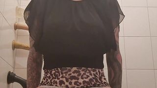 Sissy bi-atch urinates while railing a fuck stick