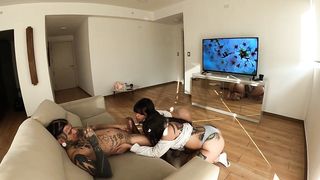 I set a camera to record while 2 spectacular women scent my spear until we detect that one is trans