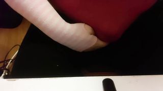 OBESE T-NYMPH FUMBLES GIRLCOCK SENSUOUSLY AND LEISURELY