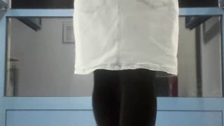 Sissy screwing BIG BLACK COCK Fuck stick in public stairwell