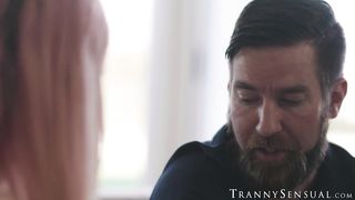 My tranny stepdaughter Mimi Oh rides my swollen cock in different positions