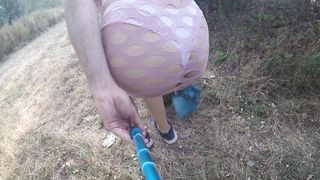 Fishnet sundress outdoor showcasing