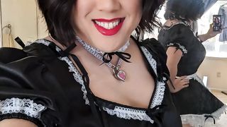 Sissy Maid Facialed with Faux Jizm and Cracks Her Fuckin' Machine Before Having a Sissygasm