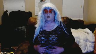 cool crossdresser plumper femme trans masker boning herself