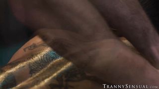 Ebony tranny Leilani Li acquires massage prior to rigorous bareback session