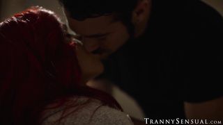 Redhead TS stepmom Foxxy and I have bonding together through bareback sesh