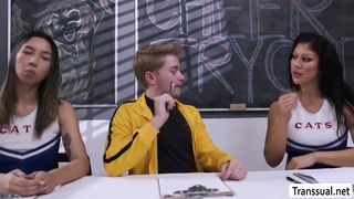 TRANSSEXUAL casting in cheerleading and penetrates the judge (Queenie Sateen)