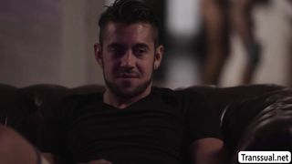 Stepbros friend bareback fucks his TS stepsister