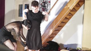 Punk dominatrix Dressing up her fresh crossdresser TV sissy marionette pt1 HD