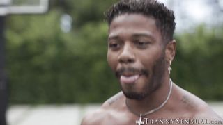 Lovely tbabe Eva Maxim receives spit roasting from two athletic dudes