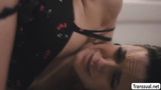 Skinny TS Natalie Mars fucks her friend Penny Barber