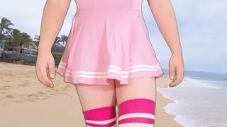 Hefty mammories she-creature beach walk