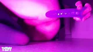 Sissy trans mega-slut femboy spunk in a glass and plumbed himself with a monstrous pipe