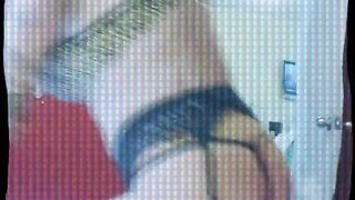 Huge-chested trans waits for her beau, but gets an sudden visit HORROR PARODY!