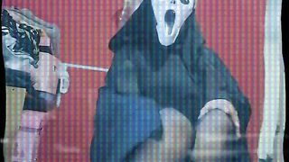 Huge-chested trans waits for her beau, but gets an sudden visit HORROR PARODY!