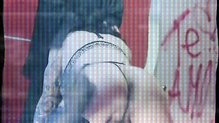 Huge-chested trans waits for her beau, but gets an sudden visit HORROR PARODY!