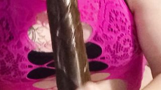 Sissy Suck teaching with my 11-inch gigantic fucktoy observe as I get deeper and deeper