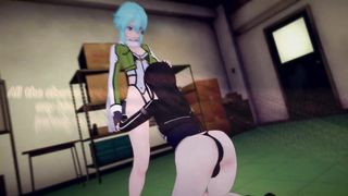 Futa Sinon bangs Kirito SAO