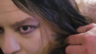 Sissy Crossdresser deep throats and guzzles grindr hook-up.