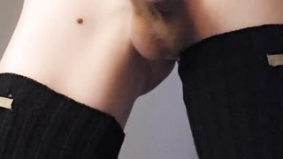 Hefty Prick Femboy Flashes Backside and Shoots a load