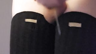 Hefty Prick Femboy Flashes Backside and Shoots a load