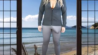 Monstrous fuckpole ladyboy does yoga in beach palace