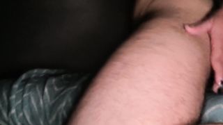 Hooded dark trans dude romps the cushion until he jizzes