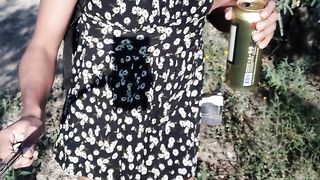 transgender princess hermosa con minivestido camina en publico con sandalias muy caliente