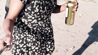 transgender princess hermosa con minivestido camina en publico con sandalias muy caliente