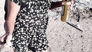 transgender princess hermosa con minivestido camina en publico con sandalias muy caliente